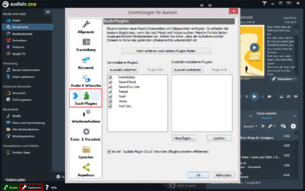 Klicke hierzu zunächst in Audials One ganz unten links auf "Optionen" und dort auf den Bereich "Such-Plugins".