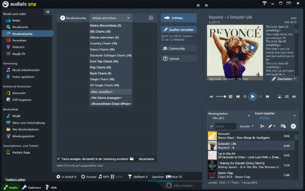 Starte Audials One und klicke auf "Musikwünsche" im Bereich "Musik und mehr". Im oberen Bereich kannst du nun, mit Klick auf den kleinen Pfeil im sich öffnenden Drop-Down-Menü, unter <Neu erstellen> eine neue Wunschliste anlegen.