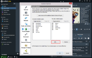 You can now add the downloaded plug-ins in the Audials plug-in menu. To do this click on the "Add..." button.