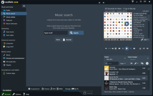 Launch Audials One and click on "Music search" in the field "Music and more". Enter the name of the desired artist and click "Search".